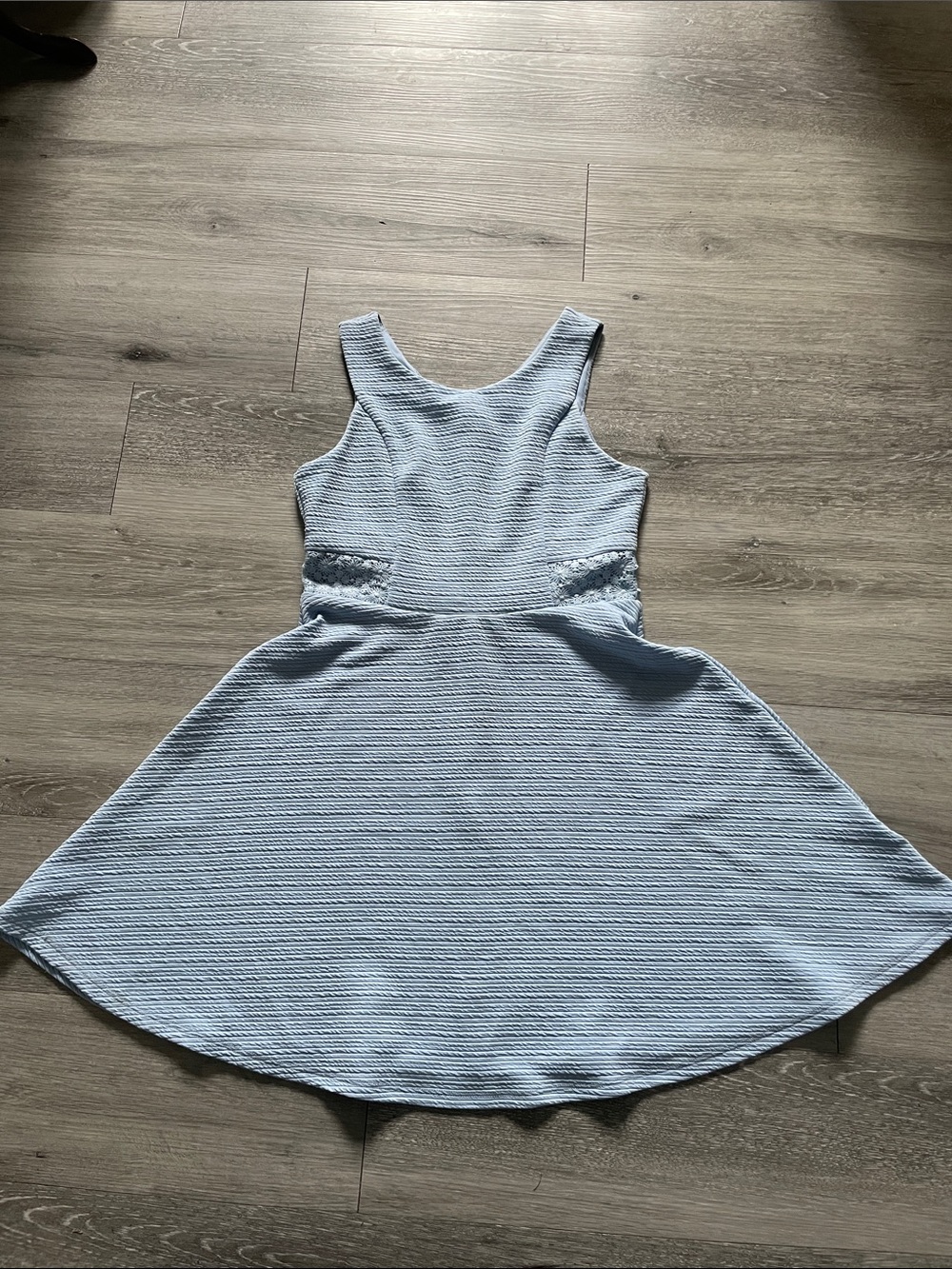 Zunie Pale Blue Textured Sleeveless Fit-and-Flare Dress for Girls